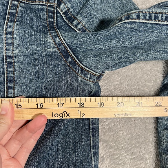 Z Cavaricci Jacket Womens Medium Blue Denim Fitted Blazer Studded Pockets Button - Picture 8 of 9